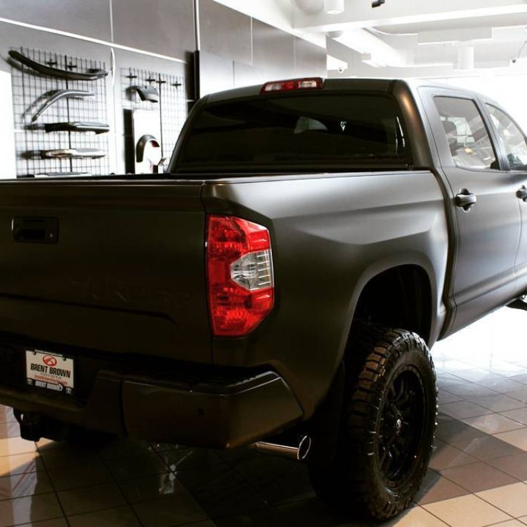 Matte gray Toyota Tundra with tinted windows